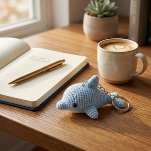 Crochet Baby Dolphin Keychain Pattern | Amigurumi Ocean Animal PDF Charm