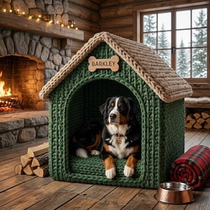 Jumbo Yarn Crochet Pet Cave Pattern, Modern Dog House PDF, Large Indoor Bed