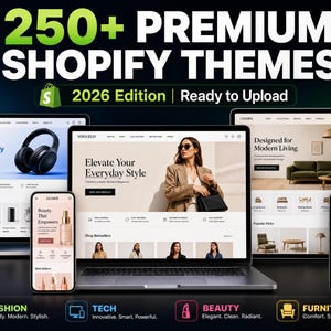 Över 250 Shopify-teman, färdiga e-handelsmallar (digital nedladdning)