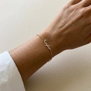 Personalized Name Bracelet • Custom Dainty Gold Wire Jewelry • Sterling Silver Script Nameplate Gift for Her • Minimalist Word Charm