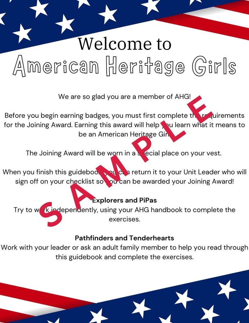American Heritage Girls Joining Award Packet - Etsy