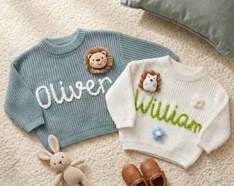 Warm Custom Name Knitwear, Adorable Infant & Toddler Outfit, Ideal Thanksgiving Surprise Gift