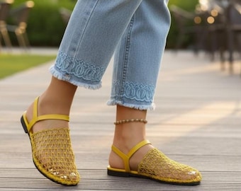Dam Retro Ihåliga Platta Sandaler, Casual Sommarstrandskor