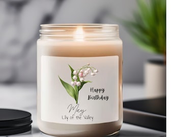 May Birthday Flower Scented Soy Candle, 9oz, comes in 9 scents.