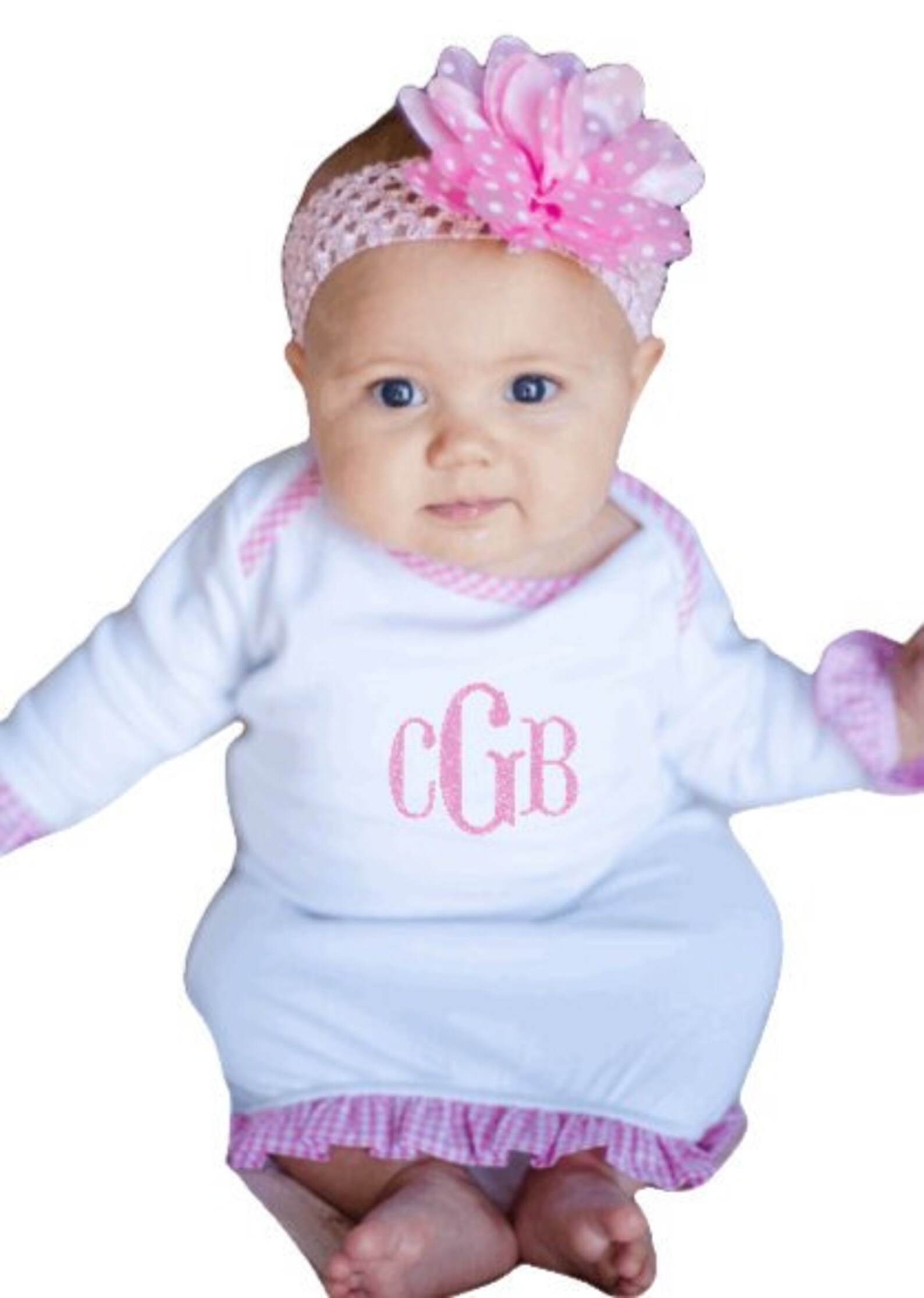 Monogrammed Baby Girl Newborn Gown Custom Embroidery 03 Etsy
