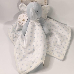 Personalized Elephant Lovey: Soft Plush Lovie for Newborns and Baby Shower Gifts. Embroidered in your choice of color and font.