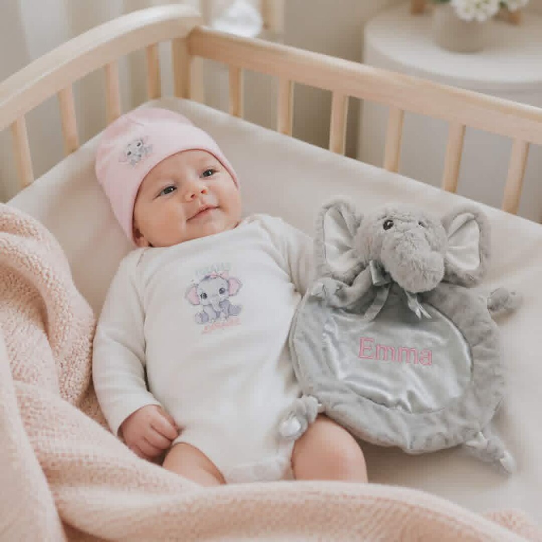 Personalized Baby Girl Elephant Gift Box Set, Newborn Hospital Outfit ...