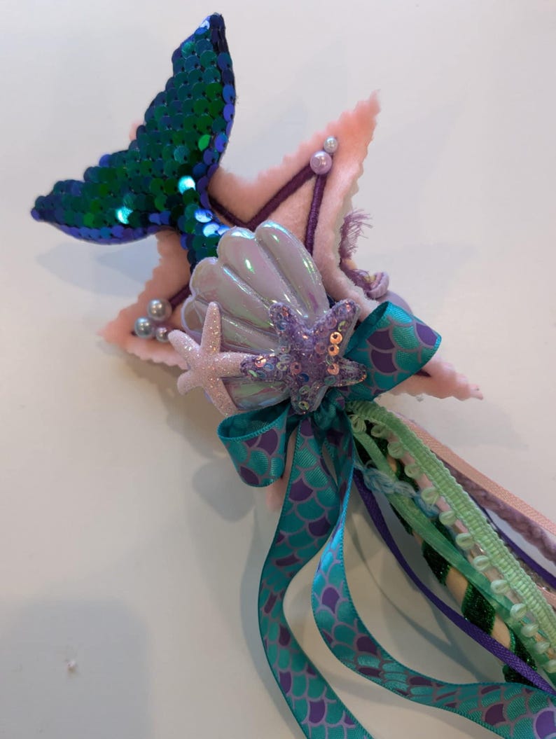 Girls Mermaid Wand, Can Be Personalized, Photo Prop Wands, Fantasy Play