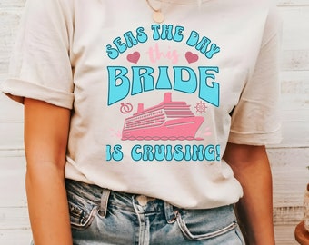 Wedding cruise Tee Shirt for the Bride, Honeymoon cruise Tee Shirt. Seas the day bride cruise t-shirt