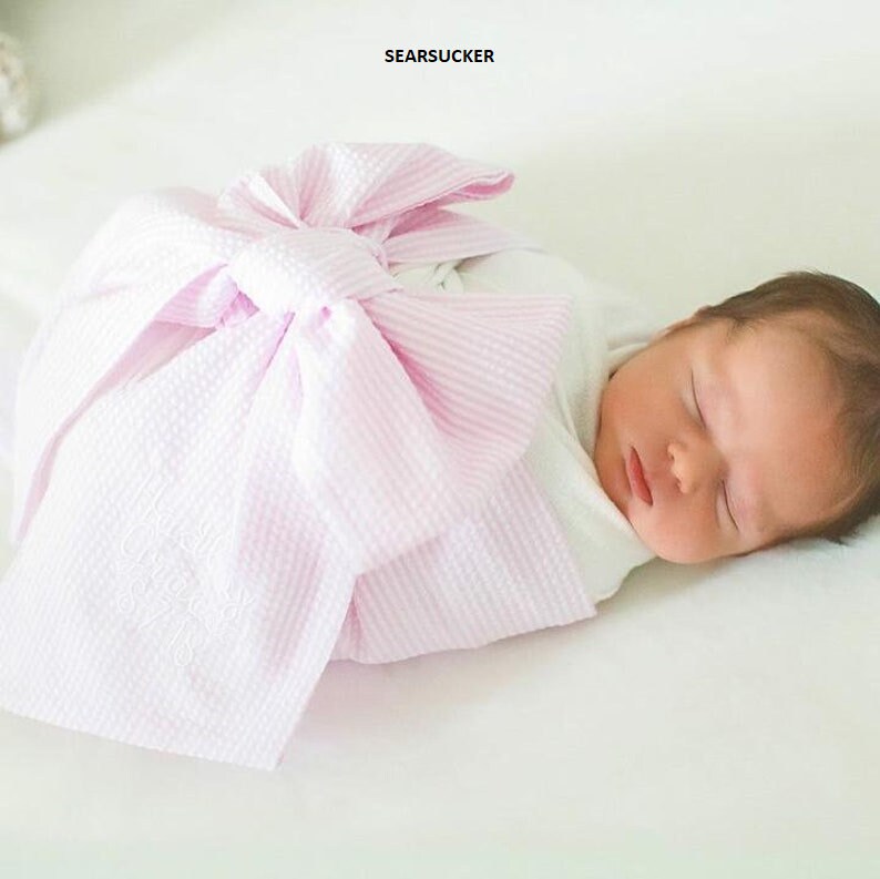 Bow to Tie on Swaddle Sear Sucker and Gingham Bows First Etsy