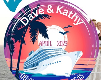 Caribbean Cruise cabin door magnets, cruise cabin door decor, 7 3/4" personalized door magnet plus a smaller 4" magnet.