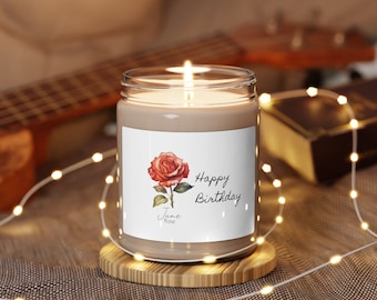 June Birthday Flower Scented Soy Candle, 9oz, comes in 9 scents. Birth flower candle for June.