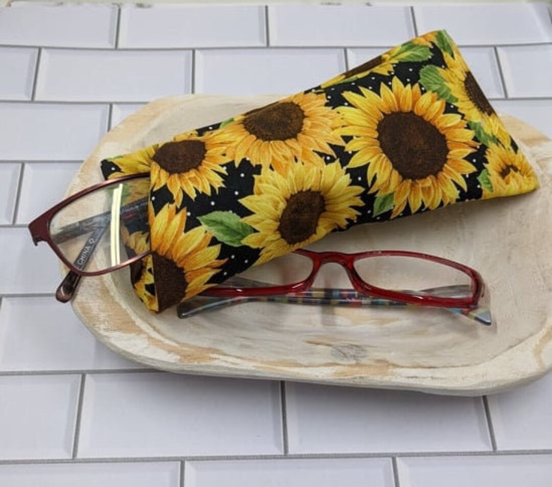 Sunflower Double Pocket Eyeglass Holder Padded 2 Pocket Case Etsy