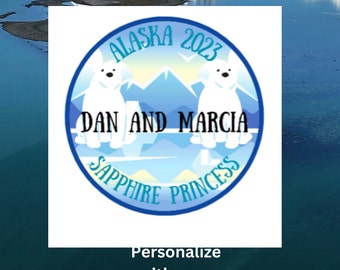 Alaska Cruise cabin door magnets, cruise cabin decor, 7"   personalized door magnet plus  two  3 " polar bear magnets.