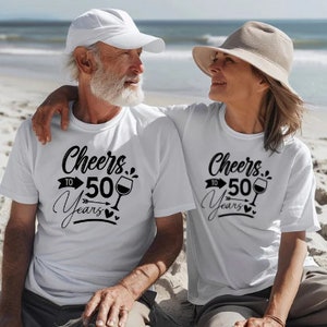 50th anniversary unisex shirts, matching 50th anniversary shirts, anniversary cruise shirts, 6 sizes 5 colors. image 1