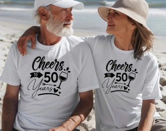 50th anniversary unisex shirts, matching 50th anniversary shirts, anniversary cruise shirts, 6 sizes 5 colors.