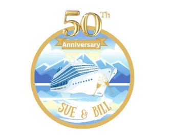 Alaska 50th Anniversary cruise cabin door magnets, personalized with your year, cruise door decor, about 7-3/4 "  Set of 3