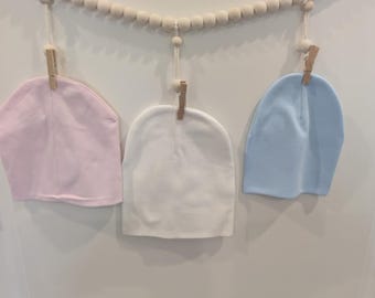 Monogrammed Baby Hospital Hat: Embroidered Cotton Blend Beanie