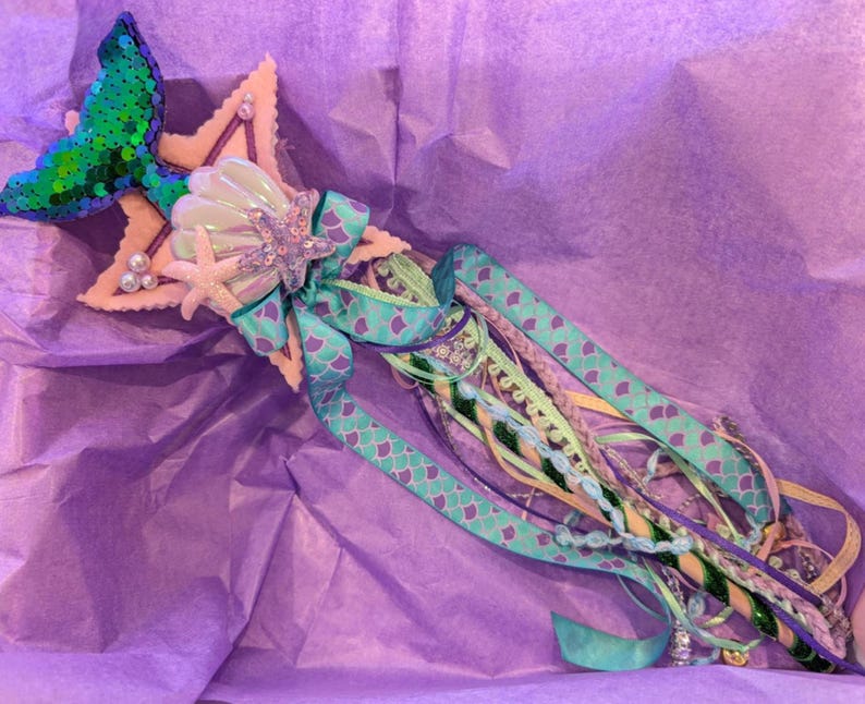 Girls Mermaid Wand, Can Be Personalized, Photo Prop Wands, Fantasy Play
