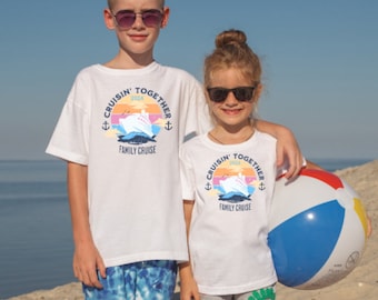 Cruising together Family Cruise 2024 white unisex t-shirts.  100% cotton,  soft Bella + Canvas,  5 sizes.