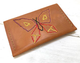 Embroidered Leather Purse Kit, great for crafters both adults and children, stocking filler, leather craft