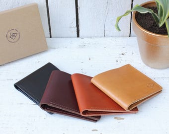 Leather folded wallet with 4 card pockets, minimalist, anniversary gift, credit card slots, gift for him, logo or initials added