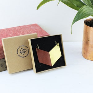 Chevron Style Leather Pendant Necklace with gold detail, contemporary design, stylish, perfect gift for her, statement jewellery