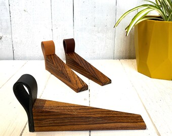 Wood & Leather Door Stop