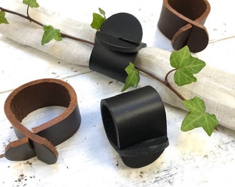 Vegetable tanned leather napkin rings