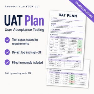 UAT Plan Template | Test Cases, Defect Log, Sign-off (Digital Download)