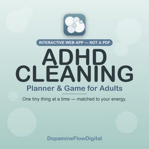 Planificador y juego de limpieza para adultos con TDAH / Aplicación interactiva de motivación, no es un PDF / Organización de zonas, orden y seguimiento de tareas domésticas