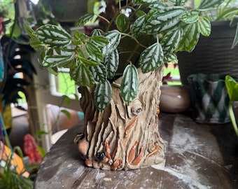 Mystical Woodland Planter – Handmade Forest Inspired Ceramic Pot