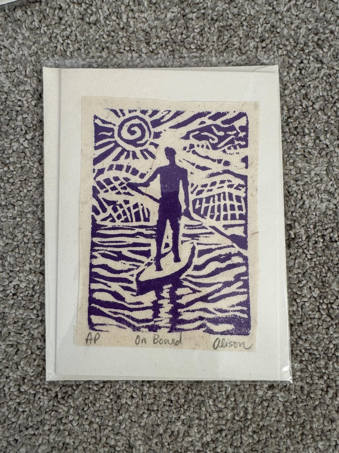 SUP Block Print Cards: Multi-colored Paddle Board Art, Set of 5 - Etsy