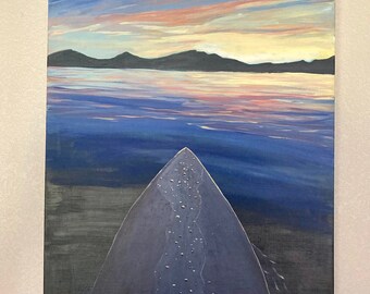 Sunrise SUP Acrylic Painting: Lake Tahoe Paddle Board Art