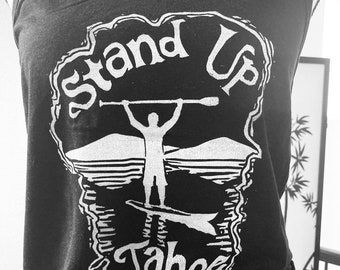 SUP Tank Top: Organic Cotton Bamboo, Stand Up Tahoe Paddle Board Shirt