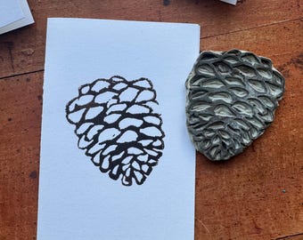 Hand-Printed Pine Cone Note Cards: Rustic Thank You Cards