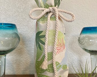 Handprinted Wine Gift Bag: Desert Dreamer Fabric Wrapping