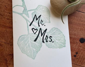 Aspen Leaf Wedding Invitations: Rustic Mr & Mrs Cards