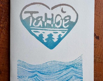 Tahoe Heart Print Card: Lake Tahoe Wedding Invitation (5x7)