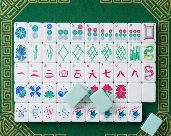 Luxury American Mahjong Set, 160 Acrylic Tiles, Bubblegum Jade Ribbon Mah Jongg Game