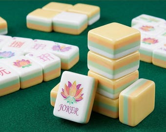 Pastel Lotus Flower American Mahjong Set, 160 Acrylic Tiles, Sorbet Game
