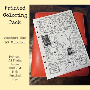 Capybara Café | Coffee Shop Coloring Pages | A5 Coloring Pack | Relaxing Gift for Adults & Teens