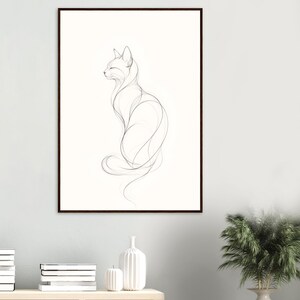 Minimalist Cat Wall Art, Abstract Cat Line Drawing, Scandinavian Cat Print, Modern Feline Poster, Black and White Wall Decor, Cat Lover Gift