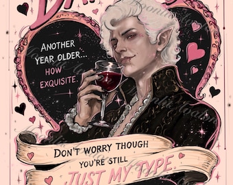 Astarion Birthday Card | Baldur's Gate 3 Vampire Fan Art (Digital Download)