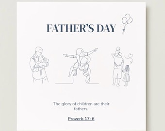 Biglietto per la Festa del Papà stampabile in PDF / Proverbi 17:6 / Biglietto cristiano per papà / Download immediato