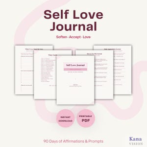 Self Love Journal · 90 Days of Affirmations Printable PDF · Self Worth Journal · Self Care Planner · Instant Download