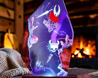 Hollow Knight Silksong Lamp, Resin Night Light, Gamer Room Decor, Hornet LED Anime Light, Handmade Gaming Gift