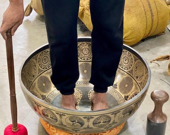 Extra Large Buddha Feet Tibetan Singing Bowl | 7 Sacred Metals Meditation, Chakra Balancing Sound Bath