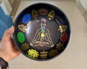 Hand Carved Yogi Tibetan Singing Bowl | Seven Sacred Metals Meditation Bowl