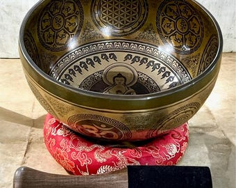 Auténtico cuenco tibetano | Hecho a mano en Nepal | Cuenco para meditación, yoga y sanación con sonido | Instrumento para terapia de chakras